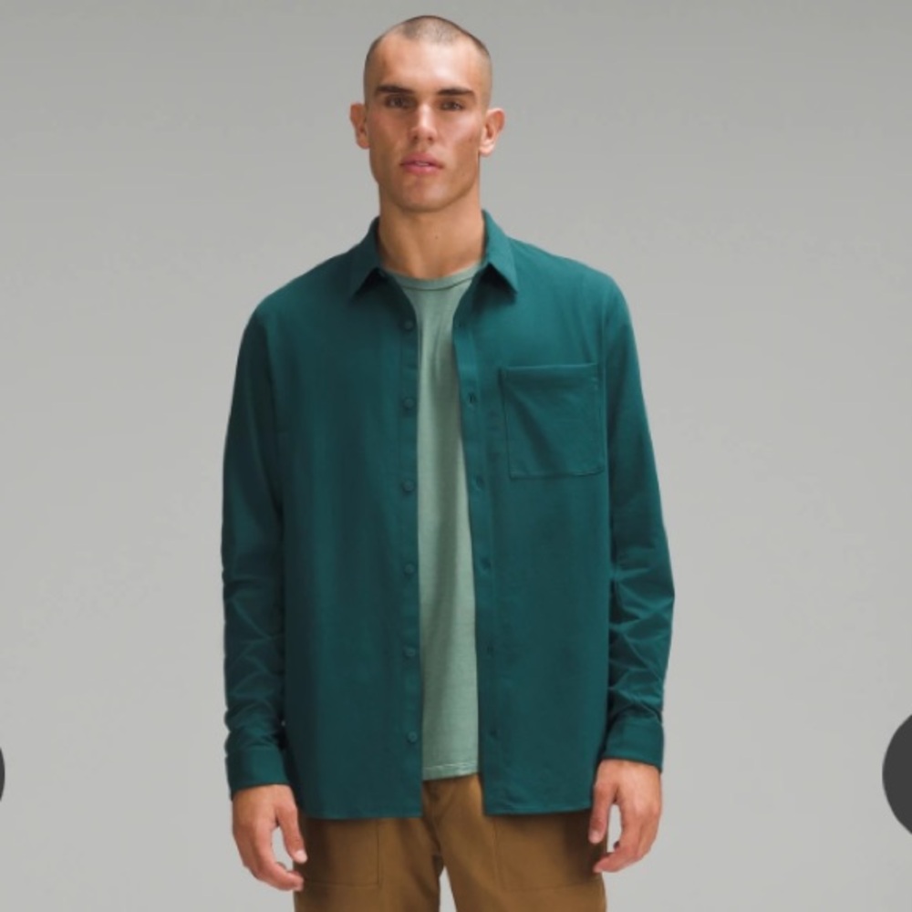 🎁Like New Lululemon  Men's Green/Blue Commission L/S Shirt #LM3DJPS- Size XL